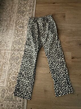 Zara Leopard Print Jeans - Black & Cream